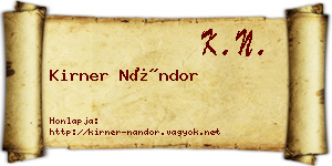 Kirner Nándor névjegykártya